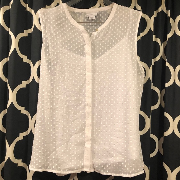 Liz Claiborne Tops - Liz Claiborne white sheer polka dot tank top